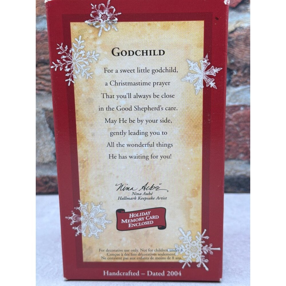 Hallmark 2004 Keepsake Ornament Godchild Holiday Memory Shepard with Sheep - Picture 2 of 5